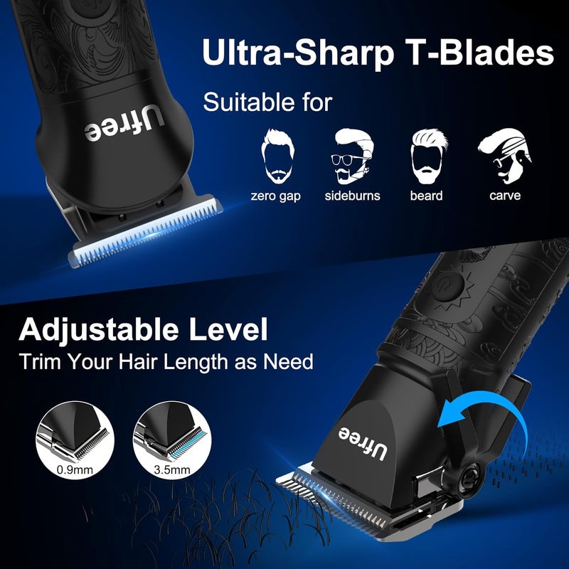 UFREE Beard Trimmer, Hair Clippers Mens Shaver Electric Razor, Hair Trimmer for Men Cordless Barber Clippers and Trimmers Set, Hair Cutting Kit for Men Grooming Gifts, Black - Image 5